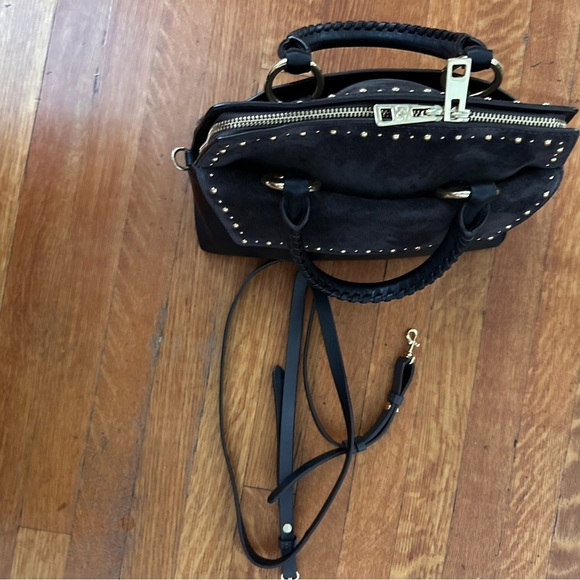 Diane Von Furstenberg Charcoal Grey and Gold Satchel with Structured Design - Picture 7 of 12